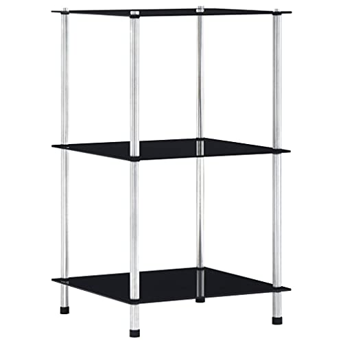 ULUYYUC Moderner Vitrinenschrank mit 3 Ablagen aus Hartglas Schwarz 40x40x67 cm Hochregal mit Edelstahlgestell für Wohnzimmer Büro Badezimmer ULUYYUC Moderner Vitrinenschrank mit 3 Ablagen aus Hartglas Schwarz 40x40x67 cm Hochregal mit Edelstahlgestell für Wohnzimmer Büro Badezimmer von ULUYYUC
