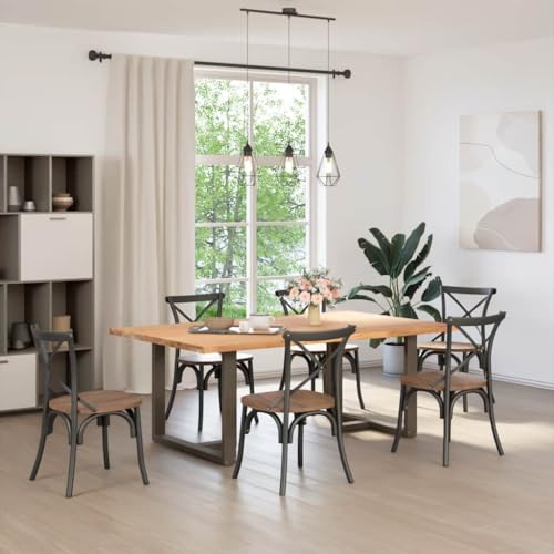 ULUYYUC Multifunktionstisch Bartisch Outdoor Kleiner Tisch Esszimmertische - Esstisch mit Baumkanten 200x120x74 cm Massivholz Eiche Rechteck für Wohnzimmer Garten Küche Esszimmer von ULUYYUC