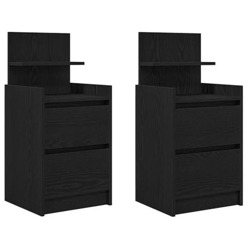 ULUYYUC Nachtisch Nachttische Nachttischschrank Side Table Bedroom - Nachttische mit 2 Schubladen 2 STK. Schwarz 38x34x80 cm für Flur Küche Wohnzimmer Schlafzimmer von ULUYYUC