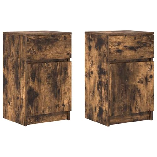 ULUYYUC Nachttisch Modern Beistelltisch Schmal Nachtkasten Nightstand - Nachttische 2 STK. Räuchereiche 39x35x65 cm Holzwerkstoff für Wohnzimmer Schlafzimmer Küche Flur ULUYYUC Nachttisch Modern Beistelltisch Schmal Nachtkasten Nightstand - Nachttische 2 STK. Räuchereiche 39x35x65 cm Holzwerkstoff für Wohnzimmer Schlafzimmer Küche Flur von ULUYYUC