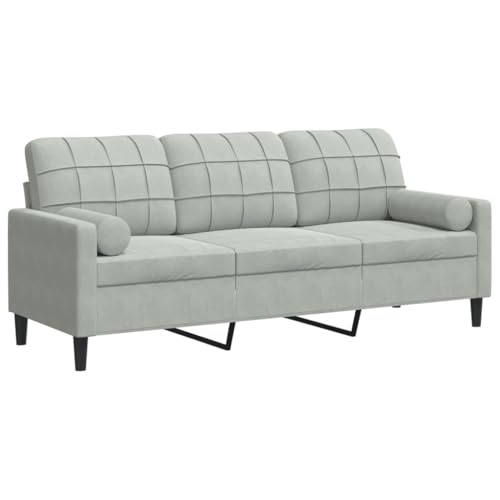 ULUYYUC Outdoor Couch Couch Klein Lesesessel Moderne Sessel - 3-Sitzer-Sofa mit Zierkissen Hellgrau 180 cm Samt für Schlafzimmer Jugendzimmer Balkon Wohnzimmer ULUYYUC Outdoor Couch Couch Klein Lesesessel Moderne Sessel - 3-Sitzer-Sofa mit Zierkissen Hellgrau 180 cm Samt für Schlafzimmer Jugendzimmer Balkon Wohnzimmer von ULUYYUC