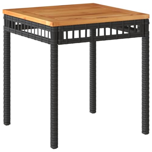 ULUYYUC Outdoor Tisch Esstisch Klein Multifunktionstisch Coffee Table - Gartentisch Schwarz 38x38x42 cm Poly Rattan Akazienholz für Wohnzimmer Bar Campingplatz Esszimmer von ULUYYUC