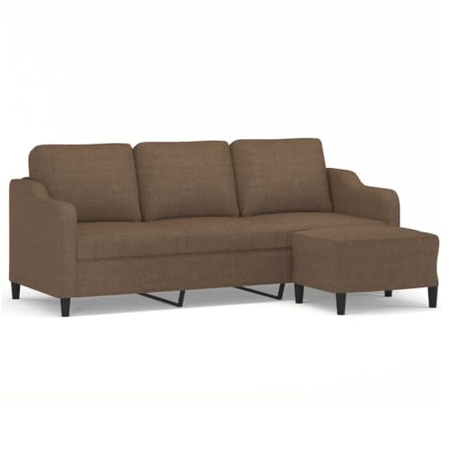 ULUYYUC Reading Chair Big Sofa Moderne Sessel Kleine Sofa - 3-Sitzer-Sofa mit Hocker Braun 180 cm Stoff für Jugendzimmer Balkon Esszimmer Wohnzimmer von ULUYYUC