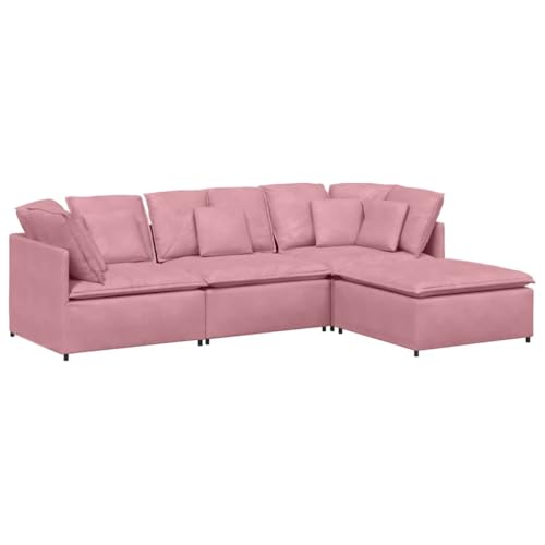 ULUYYUC Reading Chair Big Sofa Moderne Sessel Kleine Sofa - Modulares Sofa mit Fußhocker Kissen Samt Rosa für Esszimmer Schlafzimmer Küche Wohnzimmer von ULUYYUC