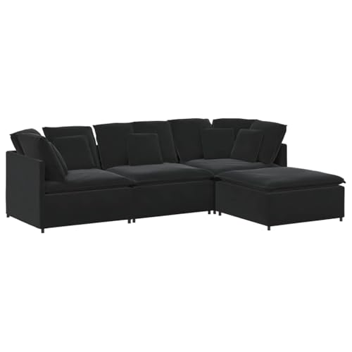 ULUYYUC Reading Chair Big Sofa Moderne Sessel Kleine Sofa - Modulares Sofa mit Fußhocker Kissen Samt Schwarz für Esszimmer Schlafzimmer Küche Wohnzimmer von ULUYYUC