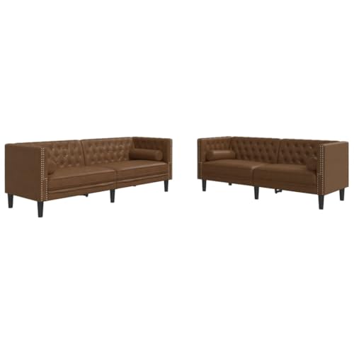 ULUYYUC Reading Chair Sessel Wohnzimmer Garden Sofas Sofa Klein - 2-TLG. Chesterfield-Sofa-Set Braun Kunstleder Wildleder-Optik für Wohnzimmer Schlafzimmer Küche Jugendzimmer von ULUYYUC