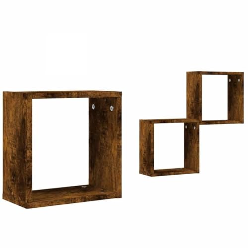 ULUYYUC Regalböden Schwebendes Regal Cd Regal Regalbretter - Würfelregale 2 STK. Räuchereiche 30x15x30 cm für Badezimmer Flur Wohnzimmer Schlafzimmer von ULUYYUC