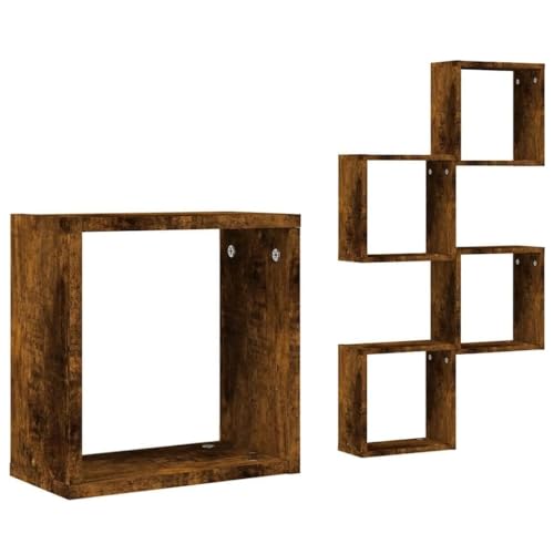 ULUYYUC Regalböden Schwebendes Regal Cd Regal Regalbretter - Würfelregale 4 STK. Räuchereiche 30x15x30 cm für Badezimmer Flur Wohnzimmer Schlafzimmer von ULUYYUC