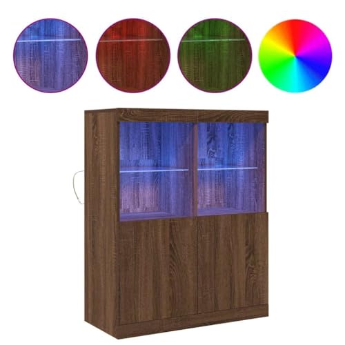 ULUYYUC Schließfachschrank Medizinschrank Werkzeugschrank Werkstattschrank - Sideboard Braun Eichen-Optik 81x37x100 cm Holzwerkstoff für Flur Werkstatt Schlafzimmer Arbeitszimmer von ULUYYUC