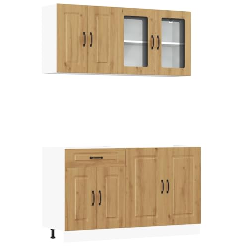 ULUYYUC Schrank Flur Buffetschrank Mehrzweckschrank Sideboard Wohnzimmer - 4-TLG. Küchenschrank-Set Kalmar Artisan-Eiche Holzwerkstoff für Küche Wohnzimmer Werkstatt Bad von ULUYYUC