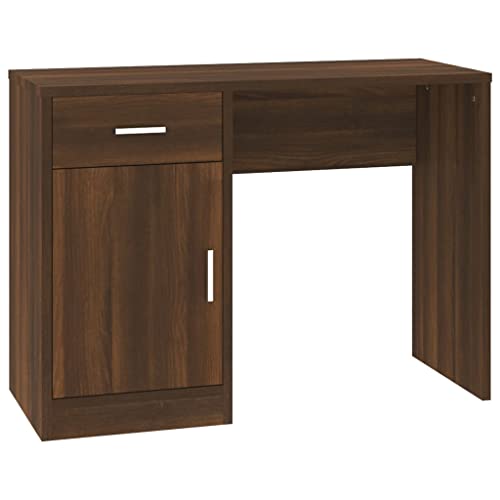 ULUYYUC Schreibtisch Klein Schminktisch Gaming Tisch Beistelltisch Couch - Schreibtisch mit Stauraum Braun Eichen-Optik 100x40x73 cm für Büro Balkon Arbeitszimmer Wohnzimmer von ULUYYUC