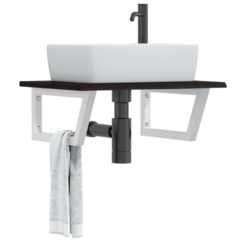 ULUYYUC Schweberegal Waschtischplatte aus Massivholz Eiche 60x50 cm mit Stahlhalterung Weiss trapezförmig bis 100 kg belastbar Modernes Design Badregal für Badezimmer Gäste-WC und kleine Räume ULUYYUC Schweberegal Waschtischplatte aus Massivholz Eiche 60x50 cm mit Stahlhalterung Weiss trapezförmig bis 100 kg belastbar Modernes Design Badregal für Badezimmer Gäste-WC und kleine Räume von ULUYYUC