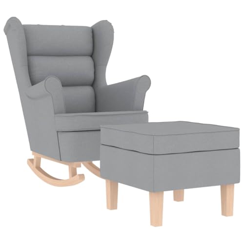 ULUYYUC Sessel Jugendzimmer Gaming Stuhl Loungesessel Wohnzimmer Sessel & Stühle - Schaukelsessel mit Hocker Hellgrau Stoff für Jugendzimmer Esszimmer Balkon Outdoor von ULUYYUC