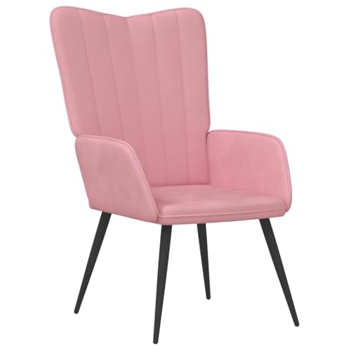 ULUYYUC Sessel Modern Lesesessel Bequem Bürostuhl Sessel Schlafzimmer - Relaxsessel Rosa Samt für Arbeitszimmer Wohnzimmer Jugendzimmer Büro von ULUYYUC