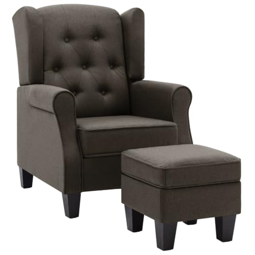 ULUYYUC Sessel Schlafzimmer Esszimmerstühle Wohnzimmer Bequem Big - Sessel mit Fußhocker Taupe Stoff für Outdoor Wohnzimmer Balkon Esszimmer von ULUYYUC