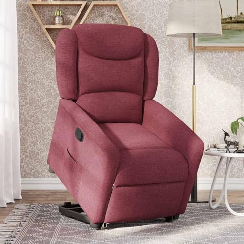 ULUYYUC Sessel & Stühle Wohnzimmer Bequem Office Chair Big Sessel - Relaxsessel mit Aufstehhilfe Weinrot Stoff für Jugendzimmer Balkon Wohnzimmer Outdoor von ULUYYUC
