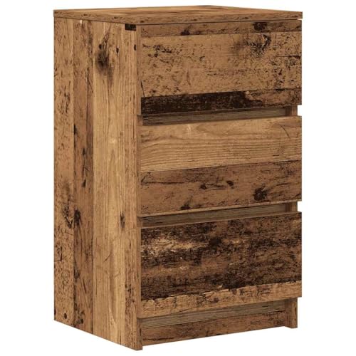 ULUYYUC Side Table Living Room Nachttische Sideboard Schmaler Beistelltisch - Nachttisch mit 3 Schubladen Altholz-Optik 39x35x65 cm für Jugendzimmer Küche Schlafzimmer Flur von ULUYYUC