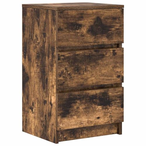 ULUYYUC Side Table Living Room Nachttische Sideboard Schmaler Beistelltisch - Nachttisch mit 3 Schubladen Räuchereiche 39x35x65 cm für Jugendzimmer Küche Schlafzimmer Flur von ULUYYUC