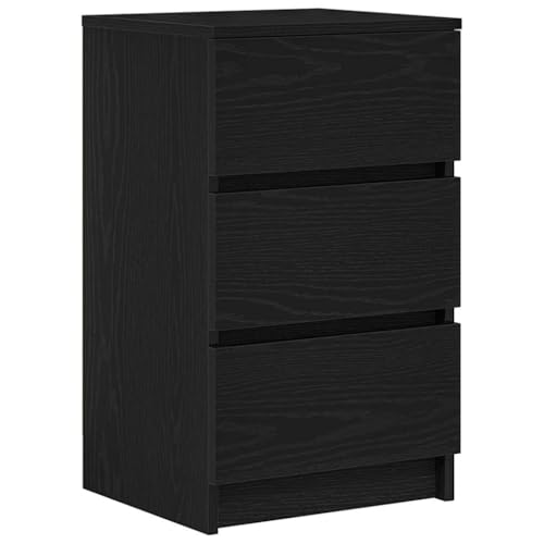 ULUYYUC Side Table Living Room Nachttische Sideboard Schmaler Beistelltisch - Nachttisch mit 3 Schubladen Schwarz 39x35x65 cm für Jugendzimmer Küche Schlafzimmer Flur von ULUYYUC