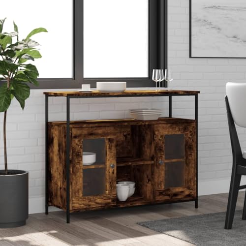 ULUYYUC Sideboard, Sideboard Wohnzimmer Küchenschrank Buffetschrank Wohnzimmer Möbel Geeignet für Speisesaal Büro Schlafzimmer Küche Räuchereiche 100x35x80 cm Holzwerkstoff von ULUYYUC