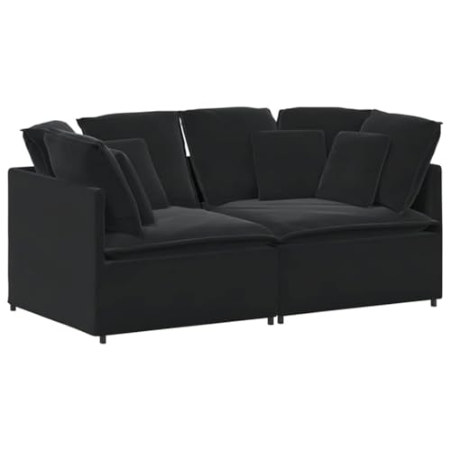 ULUYYUC Sitzgarnitur Wohnzimmer Big Sofa Couch Klein Kleine Sofa - Modulares Sofa mit Kissen Samt Schwarz für Esszimmer Wohnzimmer Küche Schlafzimmer von ULUYYUC
