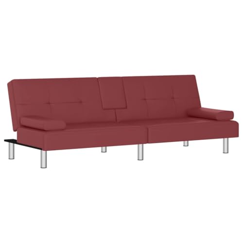 ULUYYUC Sofa Bed Camping Sofa Schlafcouch Ecksofa - Schlafsofa mit Getränkehaltern Rot Kunstleder für Lounge Party Terrasse Garten von ULUYYUC