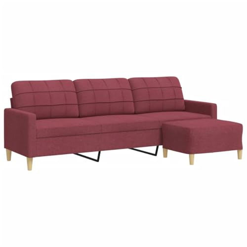 ULUYYUC Sofa Wohnzimmer Big Küchensofa Kleines für Jugendzimmer - 3-Sitzer-Sofa mit Hocker Weinrot 210 cm Stoff für Küche Wohnzimmer Esszimmer Schlafzimmer von ULUYYUC