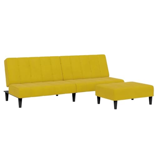 ULUYYUC Sofa Wohnzimmer Couch Klein Sessel Wohnzimmer Sofa Klein - Schlafsofa 2-Sitzer mit Fußhocker Gelb Samt für Balkon Wohnzimmer Jugendzimmer Esszimmer von ULUYYUC