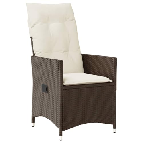 ULUYYUC Stuhl Esszimmer Campingstuhl Esszimmerstühle Küchenstühle - Gartensessel Verstellbar mit Kissen Braun Poly Rattan für Küche Wohnzimmer Balkon Campingplatz von ULUYYUC