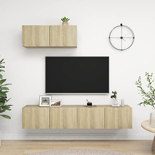 ULUYYUC TV Hängeschrank 80x30x30 cm in Sonoma-Eiche Holzwerkstoff Moderner Wandschrank mit Stauraum für Wohnzimmer Schlafzimmer Flur von ULUYYUC