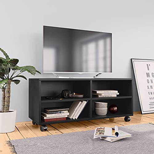 ULUYYUC TV-Schrank, Tv Kommode Wohnzimmer Möbel Tv Bank Tv Board Geeignet für Arbeitszimmer Toilette Schlafzimmer Büro mit Rollen Schwarz 90x35x35 cm Holzwerkstoff von ULUYYUC