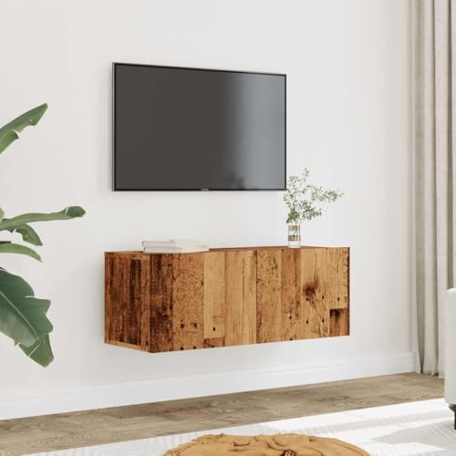 ULUYYUC TV Schrank 2er Set Altholz Optik 80x30x30 cm Holzwerkstoff mit 2 Türen Wandmontagefähig für Wohnzimmer von ULUYYUC