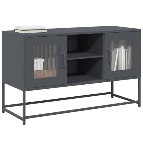 ULUYYUC TV Schrank Anthrazit 100,5x39x60,5 cm Kaltgewalzter Stahl mit 2 Schubladen 2 Türen 80kg Tragkraft Moderner Fernsehschrank für Wohnzimmer und Schlafzimmer ULUYYUC TV Schrank Anthrazit 100,5x39x60,5 cm Kaltgewalzter Stahl mit 2 Schubladen 2 Türen 80kg Tragkraft Moderner Fernsehschrank für Wohnzimmer und Schlafzimmer von ULUYYUC