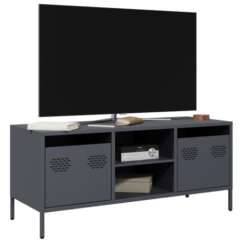 ULUYYUC TV Schrank Anthrazit 101.5x39x43.5 cm Kaltgewalzter Stahl mit 2 Fächern und 2 Schubladen Industrie Design Ständer für Wohnzimmer Schlafzimmer ULUYYUC TV Schrank Anthrazit 101.5x39x43.5 cm Kaltgewalzter Stahl mit 2 Fächern und 2 Schubladen Industrie Design Ständer für Wohnzimmer Schlafzimmer von ULUYYUC