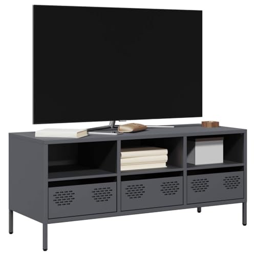 ULUYYUC TV Schrank Anthrazit 101.5x39x43.5 cm Kaltgewalzter Stahl mit 3 Fächern und 3 Schubladen Industriestil Möbel für Wohnzimmer Schlafzimmer ULUYYUC TV Schrank Anthrazit 101.5x39x43.5 cm Kaltgewalzter Stahl mit 3 Fächern und 3 Schubladen Industriestil Möbel für Wohnzimmer Schlafzimmer von ULUYYUC