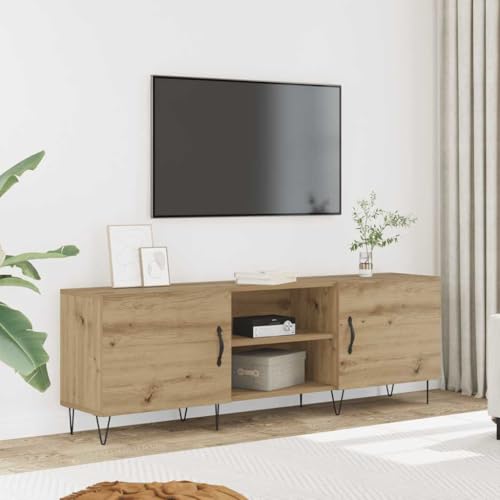 ULUYYUC TV Schrank Artisan Eiche 150x 30 x 50 cm Holzwerkstoff Lowboard mit 2 Türen und 2 Schubladen Stauraum für Wohnzimmer von ULUYYUC