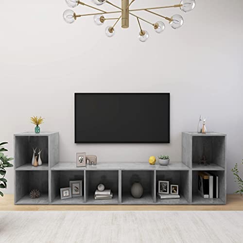 ULUYYUC TV Schrank Betongrau 72x35x36,5 cm Holzwerkstoff Modernes Design mit 2 Fächern Horizontal oder Vertikal Aufstellbar von ULUYYUC