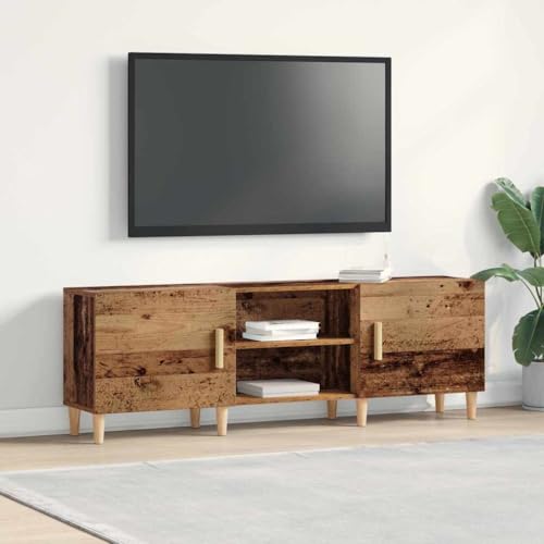 ULUYYUC TV Schrank Braun 150x30x50 cm Rustikaler Holz TV Board mit 2 Türen und Stauraum für Wohnzimmer von ULUYYUC