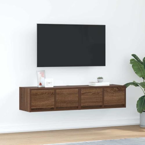 ULUYYUC TV Schrank Braun Eiche 60x31x25,5 cm Holzwerkstoff Sideboard mit 2 Schubladen für Wohnzimmer Stauraum Möbel von ULUYYUC