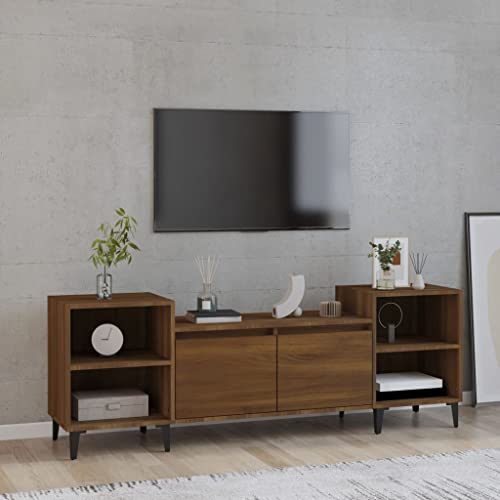 ULUYYUC TV Schrank Braun Eichen-Optik 160x35x55 cm Holzwerkstoff mit 6 Fächern Praktisches Lowboard für Wohnzimmer von ULUYYUC