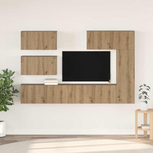 ULUYYUC TV Schrank Eiche Handwerklich 30,5 x 30 x 90 cm Wandmontiert Moderner Fernsehschrank mit Umkehrbaren Türen für Wohnzimmer von ULUYYUC