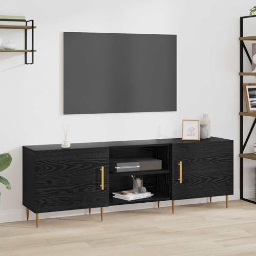 ULUYYUC TV Schrank Lowboard Modernes Design 150 x 30 x 50 cm Holzwerkstoff Schwarze Eiche Robuste Verarbeitung und Einfacher Aufbau für Wohnzimmer von ULUYYUC