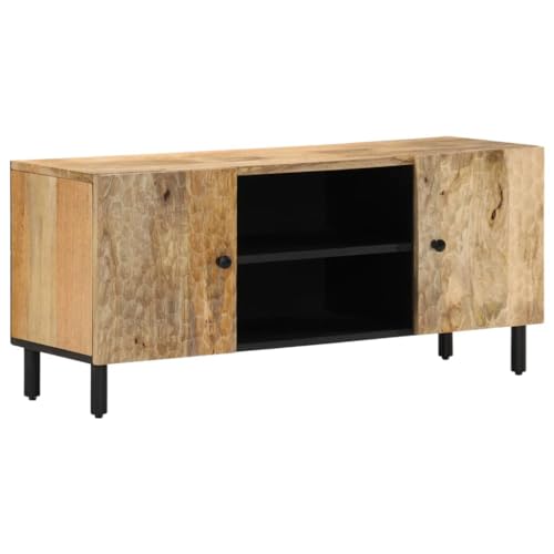 ULUYYUC TV Schrank Massivholz Mango 105x33x46 cm Moderner Fernsehschrank mit Stauraum und Robusten Eisenbeinen für Wohnzimmer von ULUYYUC