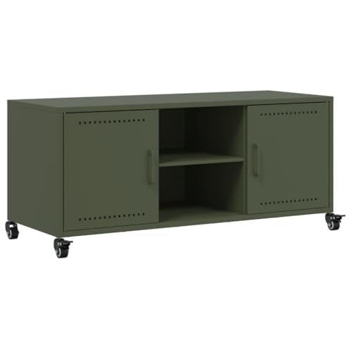 ULUYYUC TV Schrank Olivgrün 100,5x39x43,5 cm Kaltgewalzter Stahl Lowboard mit Rollen und Stauraum für Wohnzimmer ULUYYUC TV Schrank Olivgrün 100,5x39x43,5 cm Kaltgewalzter Stahl Lowboard mit Rollen und Stauraum für Wohnzimmer von ULUYYUC