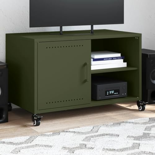 ULUYYUC TV Schrank Olivgrün 68x39x43,5 cm aus kaltgewalztem Stahl mit Rollen und Stauraum für Wohnzimmer ULUYYUC TV Schrank Olivgrün 68x39x43,5 cm aus kaltgewalztem Stahl mit Rollen und Stauraum für Wohnzimmer von ULUYYUC