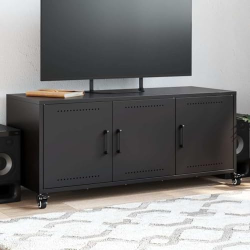 ULUYYUC TV Schrank Schwarz 100 5x39x43 5 cm Stahl Modernes Lowboard mit 3 Türen und Rollen für Wohnzimmer ULUYYUC TV Schrank Schwarz 100 5x39x43 5 cm Stahl Modernes Lowboard mit 3 Türen und Rollen für Wohnzimmer von ULUYYUC