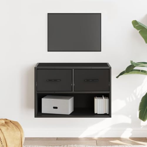ULUYYUC TV Schrank Schwarz 60x31x39,5 cm Industrielles Design TV Board mit Metallgestell und Holzwerkstoff für Wohnzimmer Schlafzimmer von ULUYYUC