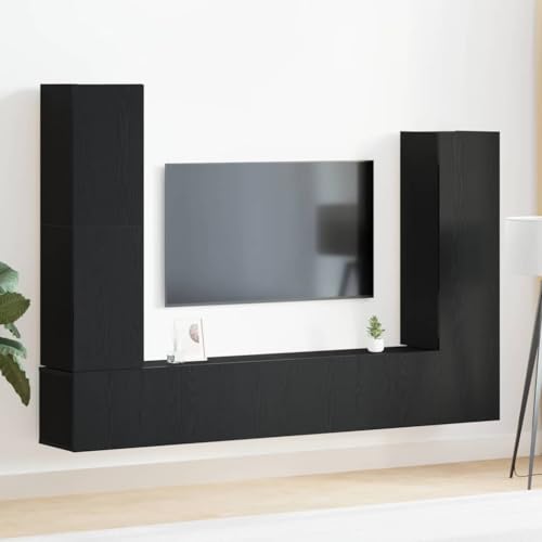 ULUYYUC TV Schrank Schwarz Eichenholz Moderner TV Stand mit 4 Schränken Schiebetüren Personalisierbar Robust für Wohnzimmer ULUYYUC TV Schrank Schwarz Eichenholz Moderner TV Stand mit 4 Schränken Schiebetüren Personalisierbar Robust für Wohnzimmer von ULUYYUC