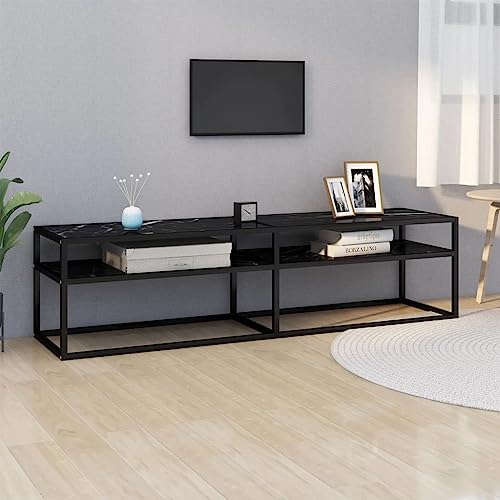 ULUYYUC TV Schrank Schwarz Marmor Optik 160x40x40,5 cm Modernes Design mit Stahlrahmen und Hartglas für Wohnzimmer ULUYYUC TV Schrank Schwarz Marmor Optik 160x40x40,5 cm Modernes Design mit Stahlrahmen und Hartglas für Wohnzimmer von ULUYYUC