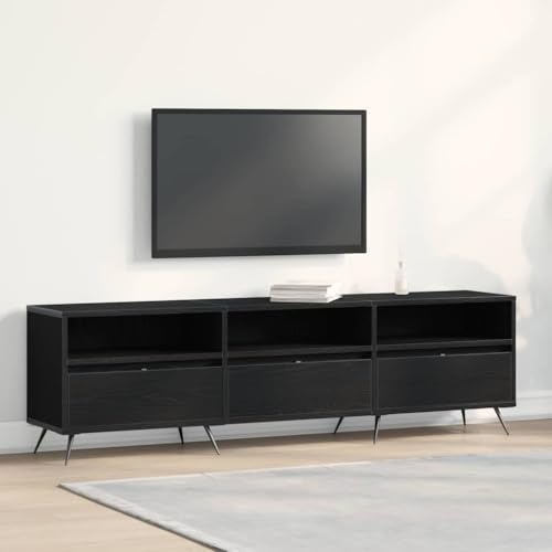 ULUYYUC TV Schrank Schwarz Moderner Fernsehschrank aus Holzwerkstoff mit 3 Schubladen und 3 Regalen 150x30x44,5 cm für Wohnzimmer und Esszimmer von ULUYYUC